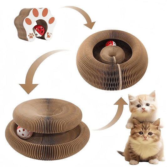 Multi-Level Foldable Cat Scratcher with Bell – Pawspire