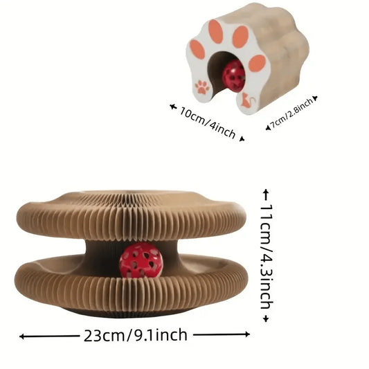 Multi-Level Foldable Cat Scratcher with Bell – Pawspire